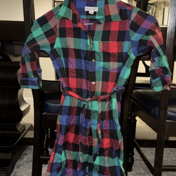 Steven Alan beautiful plaid shirt dress with tie size 6 - Picture 1 of 4